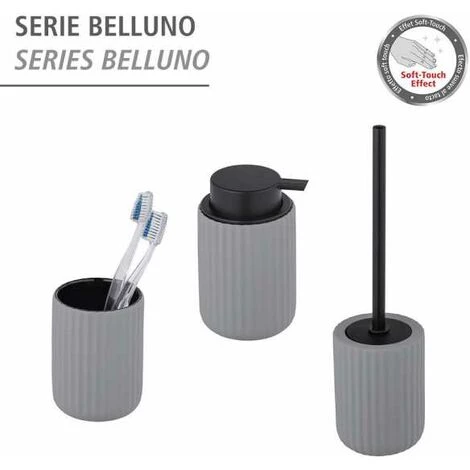WENKO Porte Brosse WC Belluno, Brosse WC Noire, Céramique "soft Touch", Ø 11,5x42 Cm, Gris 7 WENKO Porte Brosse WC Belluno, Brosse WC Noire, Céramique "soft Touch", Ø 11,5x42 Cm, Gris – Image 5