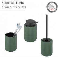 WENKO Porte Brosse WC Belluno, Brosse WC Noire, Céramique "soft Touch", Ø 11,5x42 Cm, Vert -WENKO Soldes 32804375 5