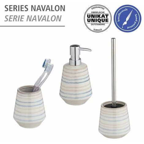 WENKO Porte Brosse WC Navalon, Brosse WC Noire, Céramique Peinte à La Main, Ø 12x33,6 Cm, Multicolore 7 WENKO Porte Brosse WC Navalon, Brosse WC Noire, Céramique Peinte à La Main, Ø 12x33,6 Cm, Multicolore – Image 5