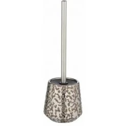 WENKO Porte Brosse WC Burgos, Brosse WC Noire, Céramique Brillante, Ø 12x33,5 Cm, Gris