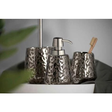 WENKO Porte Brosse WC Burgos, Brosse WC Noire, Céramique Brillante, Ø 12x33,5 Cm, Gris 5 WENKO Porte Brosse WC Burgos, Brosse WC Noire, Céramique Brillante, Ø 12x33,5 Cm, Gris – Image 3