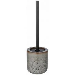WENKO Porte Brosse WC Oviedo, Brosse WC Noire, Céramique, Ø 10,6x39,8 Cm, Multicolore