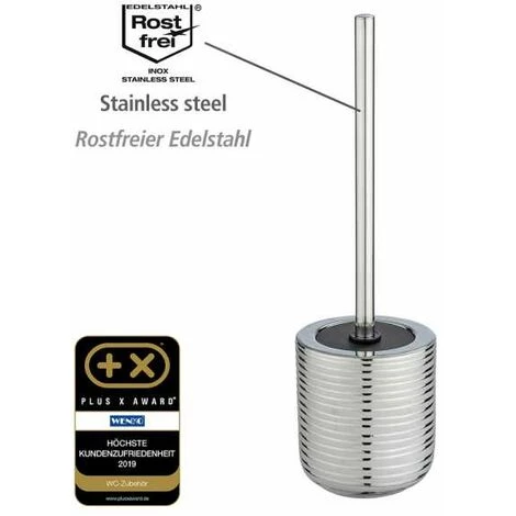 WENKO Porte Brosse WC Vilalba, Brosse WC Noire, Céramique Brillante, Ø 11,6x38,7 Cm, Argent 4 WENKO Porte Brosse WC Vilalba, Brosse WC Noire, Céramique Brillante, Ø 11,6x38,7 Cm, Argent – Image 2