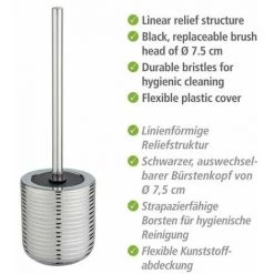 WENKO Porte Brosse WC Vilalba, Brosse WC Noire, Céramique Brillante, Ø 11,6x38,7 Cm, Argent 9 WENKO Porte Brosse WC Vilalba, Brosse WC Noire, Céramique Brillante, Ø 11,6x38,7 Cm, Argent -WENKO Soldes 32804386 3