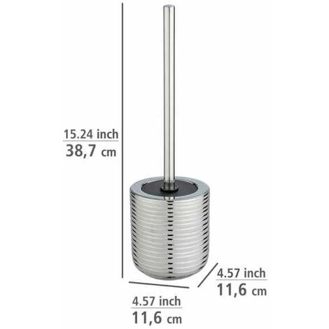 WENKO Porte Brosse WC Vilalba, Brosse WC Noire, Céramique Brillante, Ø 11,6x38,7 Cm, Argent 6 WENKO Porte Brosse WC Vilalba, Brosse WC Noire, Céramique Brillante, Ø 11,6x38,7 Cm, Argent – Image 4