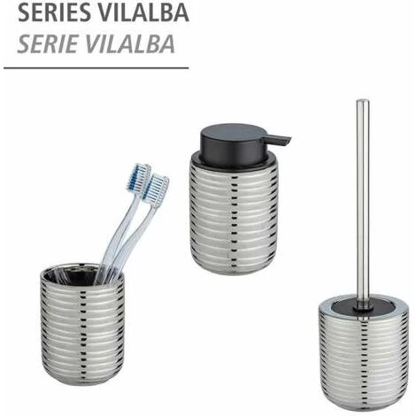 WENKO Porte Brosse WC Vilalba, Brosse WC Noire, Céramique Brillante, Ø 11,6x38,7 Cm, Argent 7 WENKO Porte Brosse WC Vilalba, Brosse WC Noire, Céramique Brillante, Ø 11,6x38,7 Cm, Argent – Image 5