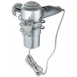 WENKO Support Sèche Cheveux Mural Bosiao, Porte Sèche Cheveux Mural, Acier Inox, 9x8,5x13,5 Cm, Brillant