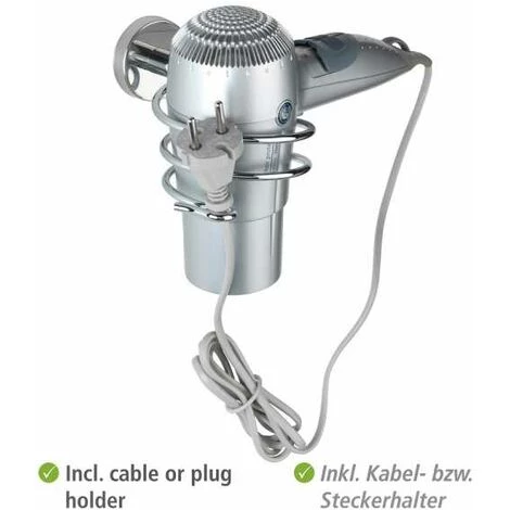 WENKO Support Sèche Cheveux Mural Bosiao, Porte Sèche Cheveux Mural, Acier Inox, 9x8,5x13,5 Cm, Brillant 6 WENKO Support Sèche Cheveux Mural Bosiao, Porte Sèche Cheveux Mural, Acier Inox, 9x8,5x13,5 Cm, Brillant – Image 4