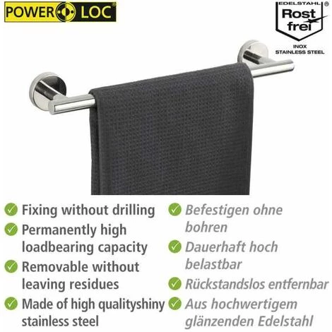 WENKO Porte Serviette Salle De Bain Mural Bosio, Barre Porte Serviette Murale, Acier Inox, 40x5,5x7 Cm, Brillant 5 WENKO Porte Serviette Salle De Bain Mural Bosio, Barre Porte Serviette Murale, Acier Inox, 40x5,5x7 Cm, Brillant – Image 3