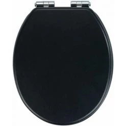 WENKO Abattant WC Avec Frein De Chute "easy Close" Cuero, Fixation Inox 'fix Clip", MDF, 35,5x42,5 Cm, Noir