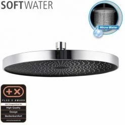 WENKO Tête De Douche Effet Pluie Softwater, Pommeau De Douche Italienne Avec Micro Gouttelettes Fines Et Apaisantes, 416 Buses Intégrées, Embout Standard 1/2", Plastique ø26 Cm, Chromé - Noir 8 WENKO Tête De Douche Effet Pluie Softwater, Pommeau De Douche Italienne Avec Micro Gouttelettes Fines Et Apaisantes, 416 Buses Intégrées, Embout Standard 1/2", Plastique ø26 Cm, Chromé - Noir -WENKO Soldes 32804404 2