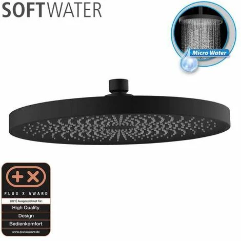 WENKO Tête De Douche Effet Pluie Softwater, Pommeau De Douche Italienne Avec Micro Gouttelettes Fines Et Apaisantes, 416 Buses Intégrées, Embout Standard 1/2", Plastique ø26 Cm, Noir 4 WENKO Tête De Douche Effet Pluie Softwater, Pommeau De Douche Italienne Avec Micro Gouttelettes Fines Et Apaisantes, 416 Buses Intégrées, Embout Standard 1/2", Plastique ø26 Cm, Noir – Image 2