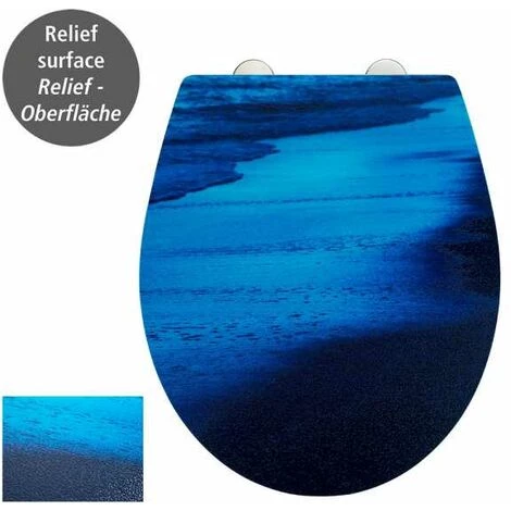WENKO Abattant WC Original Surface Relief Deep Sea, Abattant WC Avec Frein De Chute "easy Close", Fixation Acier Inox"fix Clip", Duroplastique, 38x44,5 Cm, Multicolore 4 WENKO Abattant WC Original Surface Relief Deep Sea, Abattant WC Avec Frein De Chute "easy Close", Fixation Acier Inox"fix Clip", Duroplastique, 38x44,5 Cm, Multicolore – Image 2