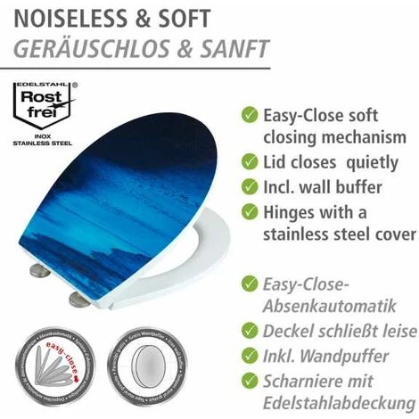 WENKO Abattant WC Original Surface Relief Deep Sea, Abattant WC Avec Frein De Chute "easy Close", Fixation Acier Inox"fix Clip", Duroplastique, 38x44,5 Cm, Multicolore 7 WENKO Abattant WC Original Surface Relief Deep Sea, Abattant WC Avec Frein De Chute "easy Close", Fixation Acier Inox"fix Clip", Duroplastique, 38x44,5 Cm, Multicolore – Image 5