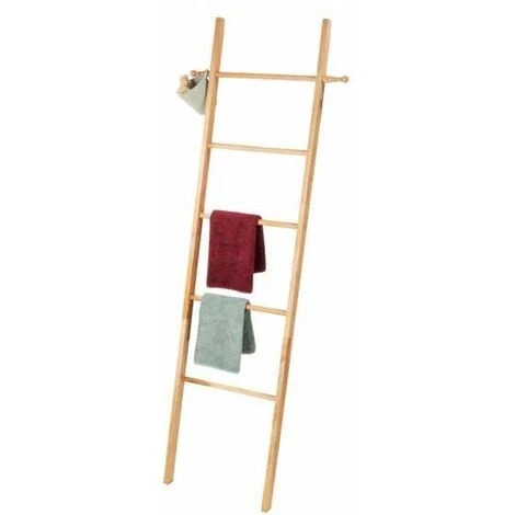 WENKO Echelle Porte Serviette Norway, 5 Portants Et Deux Crochets De Suspension, Bois Noyer, 43x170x4 Cm, Marron 3 WENKO Echelle Porte Serviette Norway, 5 Portants Et Deux Crochets De Suspension, Bois Noyer, 43x170x4 Cm, Marron