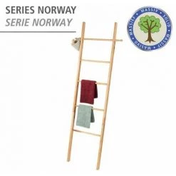 WENKO Echelle Porte Serviette Norway, 5 Portants Et Deux Crochets De Suspension, Bois Noyer, 43x170x4 Cm, Marron 8 WENKO Echelle Porte Serviette Norway, 5 Portants Et Deux Crochets De Suspension, Bois Noyer, 43x170x4 Cm, Marron -WENKO Soldes 32804420 2
