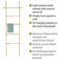 WENKO Echelle Porte Serviette Norway, 5 Portants Et Deux Crochets De Suspension, Bois Noyer, 43x170x4 Cm, Marron 10 WENKO Echelle Porte Serviette Norway, 5 Portants Et Deux Crochets De Suspension, Bois Noyer, 43x170x4 Cm, Marron -WENKO Soldes 32804420 4