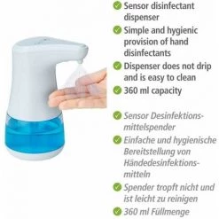 WENKO Distributeur Savon Liquide Diala, Distributeur Gel Hydroalcoolique Automatique Sans Contact, Capacité 360 Ml, Plastique, 9,5x19,5x13,5 Cm, Blanc 9 WENKO Distributeur Savon Liquide Diala, Distributeur Gel Hydroalcoolique Automatique Sans Contact, Capacité 360 Ml, Plastique, 9,5x19,5x13,5 Cm, Blanc -WENKO Soldes 32804421 3