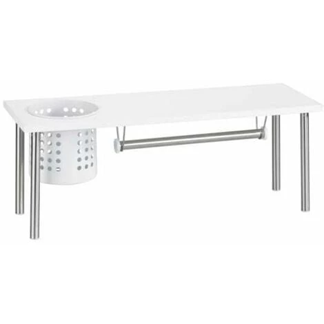 WENKO Organiseur Cuisine, étagère évier Cuisine Avec Dérouleur Sopalin Et Porte Ustensile, Acier Inox/MDF, 55x21x18 Cm, Blanc 3 WENKO Organiseur Cuisine, étagère évier Cuisine Avec Dérouleur Sopalin Et Porte Ustensile, Acier Inox/MDF, 55x21x18 Cm, Blanc