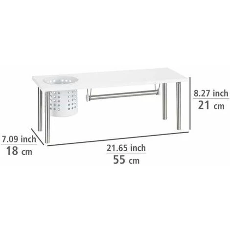 WENKO Organiseur Cuisine, étagère évier Cuisine Avec Dérouleur Sopalin Et Porte Ustensile, Acier Inox/MDF, 55x21x18 Cm, Blanc 6 WENKO Organiseur Cuisine, étagère évier Cuisine Avec Dérouleur Sopalin Et Porte Ustensile, Acier Inox/MDF, 55x21x18 Cm, Blanc – Image 4