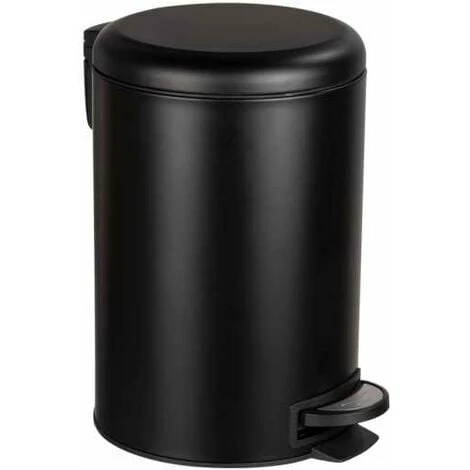 WENKO Poubelle à Pédale Leman, Poubelle 12L Avec Fermeture Frein De Chute "easy Close", Acier Inoxydable, 25x38x32 Cm, Noir 3 WENKO Poubelle à Pédale Leman, Poubelle 12L Avec Fermeture Frein De Chute "easy Close", Acier Inoxydable, 25x38x32 Cm, Noir
