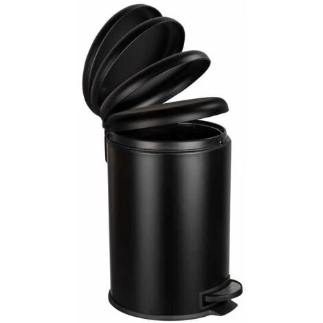 WENKO Poubelle à Pédale Leman, Poubelle 20L Avec Fermeture Frein De Chute "easy Close", Acier Inoxydable, 30,5x44x37,5 Cm, Noir 4 WENKO Poubelle à Pédale Leman, Poubelle 20L Avec Fermeture Frein De Chute "easy Close", Acier Inoxydable, 30,5x44x37,5 Cm, Noir – Image 2