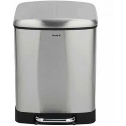 WENKO Poubelle Cuisine Double Studio, Poubelle Tri Sélectif, Poubelle à Pédale Avec Deux Compartiments, Frein De Chute "easy Close", 2x12L, Acier Inox, 37x50x34 Cm, Mat