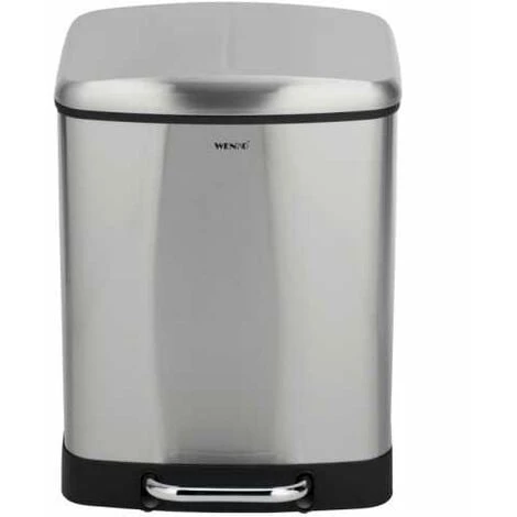 WENKO Poubelle Cuisine Double Studio, Poubelle Tri Sélectif, Poubelle à Pédale Avec Deux Compartiments, Frein De Chute "easy Close", 2x12L, Acier Inox, 37x50x34 Cm, Mat 3 WENKO Poubelle Cuisine Double Studio, Poubelle Tri Sélectif, Poubelle à Pédale Avec Deux Compartiments, Frein De Chute "easy Close", 2x12L, Acier Inox, 37x50x34 Cm, Mat