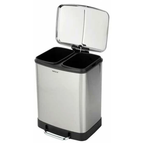 WENKO Poubelle Cuisine Double Studio, Poubelle Tri Sélectif, Poubelle à Pédale Avec Deux Compartiments, Frein De Chute "easy Close", 2x12L, Acier Inox, 37x50x34 Cm, Mat 7 WENKO Poubelle Cuisine Double Studio, Poubelle Tri Sélectif, Poubelle à Pédale Avec Deux Compartiments, Frein De Chute "easy Close", 2x12L, Acier Inox, 37x50x34 Cm, Mat – Image 5