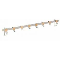 WENKO Barre De Crédence Cuisine Premium, Porte Ustensiles De Cuisine Mural Avec 8 Crochets De Suspension, Fixation Sans Perçage Avec Adaptateur Turbo-Loc® Inclus, Acier - Bambou, 60x4x2,5 Cm, Brillant - Marron