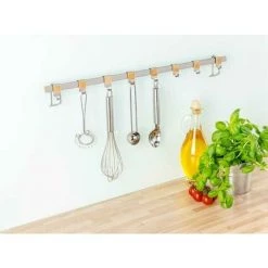 WENKO Barre De Crédence Cuisine Premium, Porte Ustensiles De Cuisine Mural Avec 8 Crochets De Suspension, Fixation Sans Perçage Avec Adaptateur Turbo-Loc® Inclus, Acier - Bambou, 60x4x2,5 Cm, Brillant - Marron 10 WENKO Barre De Crédence Cuisine Premium, Porte Ustensiles De Cuisine Mural Avec 8 Crochets De Suspension, Fixation Sans Perçage Avec Adaptateur Turbo-Loc® Inclus, Acier - Bambou, 60x4x2,5 Cm, Brillant - Marron -WENKO Soldes 32804433 4