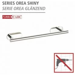 WENKO Porte Serviette Salle De Bain Mural Orea, Fixation Sans Perçage "Turbo Loc Plus", Acier Inox, 40x4,5x7 Cm, Brillant -WENKO Soldes 32828069 2