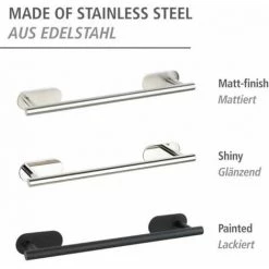 WENKO Porte Serviette Salle De Bain Mural Orea, Fixation Sans Perçage "Turbo Loc Plus", Acier Inox, 40x4,5x7 Cm, Brillant -WENKO Soldes 32828069 5