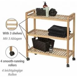 WENKO Etagère à Roulettes 3 Niveaux, Desserte Salle De Bain, Norway, Bois Noyer, 65x72x31 Cm 9 WENKO Etagère à Roulettes 3 Niveaux, Desserte Salle De Bain, Norway, Bois Noyer, 65x72x31 Cm -WENKO Soldes 32828072 3