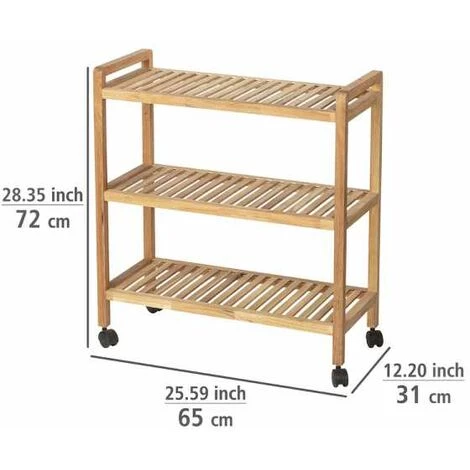 WENKO Etagère à Roulettes 3 Niveaux, Desserte Salle De Bain, Norway, Bois Noyer, 65x72x31 Cm 7 WENKO Etagère à Roulettes 3 Niveaux, Desserte Salle De Bain, Norway, Bois Noyer, 65x72x31 Cm – Image 5