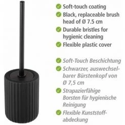 WENKO Porte Brosse WC Belluno, Brosse WC Noire, Céramique "soft Touch", Ø 11,5x42 Cm, Noir -WENKO Soldes 32922375 3