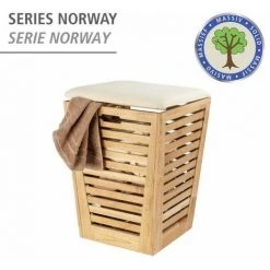WENKO Tabouret Panier à Linge, Coffre à Linge Bois, Norway, Bois Noyer, 40x56cm, Marron -WENKO Soldes 32986167 2