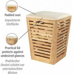 WENKO Tabouret Panier à Linge, Coffre à Linge Bois, Norway, Bois Noyer, 40x56cm, Marron -WENKO Soldes 32986167 3