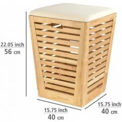 WENKO Tabouret Panier à Linge, Coffre à Linge Bois, Norway, Bois Noyer, 40x56cm, Marron -WENKO Soldes 32986167 5