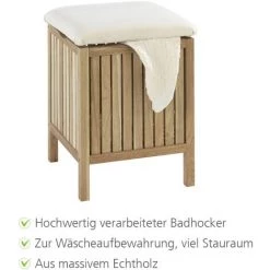 WENKO Tabouret Panier à Linge Bois, Coffre à Linge Bois, Norway Style Scandinave, 65L, Lot De 2 éponges Offertes 8 WENKO Tabouret Panier à Linge Bois, Coffre à Linge Bois, Norway Style Scandinave, 65L, Lot De 2 éponges Offertes -WENKO Soldes 33094576 3