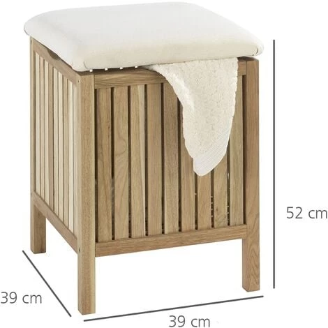 WENKO Tabouret Panier à Linge Bois, Coffre à Linge Bois, Norway Style Scandinave, 65L, Lot De 2 éponges Offertes 6 WENKO Tabouret Panier à Linge Bois, Coffre à Linge Bois, Norway Style Scandinave, 65L, Lot De 2 éponges Offertes – Image 4