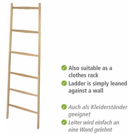 WENKO Echelle Porte Serviette Bois, Porte Serviette Sur Pied Bois Acina 5 WENKO Echelle Porte Serviette Bois, Porte Serviette Sur Pied Bois Acina – Image 3