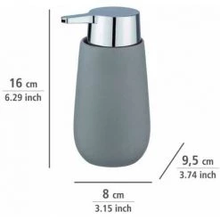 WENKO Set Accessoires Salle De Bain, Gobelet Brosse à Dent, Distributeur Savon Liquide, Brosse WC, Céramique, Badi, Gris Mat -WENKO Soldes 33295239 5