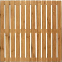 WENKO Caillebotis Douche Bois, Tapis Bambou Salle De Bain, Usage Intérieur Et Extérieur, Bambou, 50x50 Cm, Marron