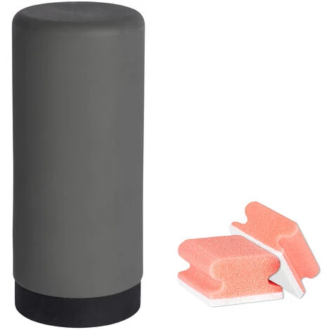 WENKO Distributeur Liquide Vaisselle, "Easy Squeez-e", Gris, Lot De 2 éponges Offertes 3 WENKO Distributeur Liquide Vaisselle, "Easy Squeez-e", Gris, Lot De 2 éponges Offertes