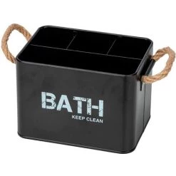 WENKO Soldes 41 Boîte De Bain Wenko "Gara" Avec 4 Compartiments En Noir 19 X 12,5 X 13 Cm