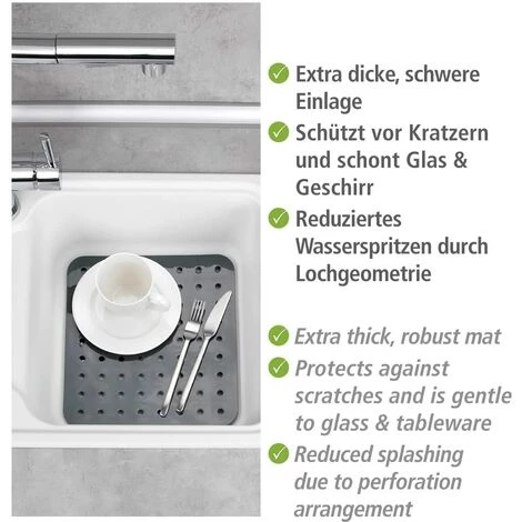 Tapis D'évier Wenko En Plastique Gris Moderne 27,5 X 1 X 31 Cm 4 Tapis D'évier Wenko En Plastique Gris Moderne 27,5 X 1 X 31 Cm – Image 2