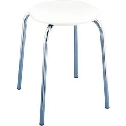 WENKO Tabouret De Salle De Bains Livorno Blanc Avec Assise Synthétique