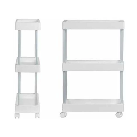 WENKO Desserte à Roulette étroite Mino, Desserte Range épices, 3 étagères De Rangement Et 4 Roulettes, Aluminium - Plastique, 18x80x45 Cm, Blanc -argent 4 WENKO Desserte à Roulette étroite Mino, Desserte Range épices, 3 étagères De Rangement Et 4 Roulettes, Aluminium - Plastique, 18x80x45 Cm, Blanc -argent – Image 2