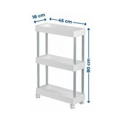 WENKO Desserte à Roulette étroite Mino, Desserte Range épices, 3 étagères De Rangement Et 4 Roulettes, Aluminium - Plastique, 18x80x45 Cm, Blanc -argent 9 WENKO Desserte à Roulette étroite Mino, Desserte Range épices, 3 étagères De Rangement Et 4 Roulettes, Aluminium - Plastique, 18x80x45 Cm, Blanc -argent -WENKO Soldes 33759300 3